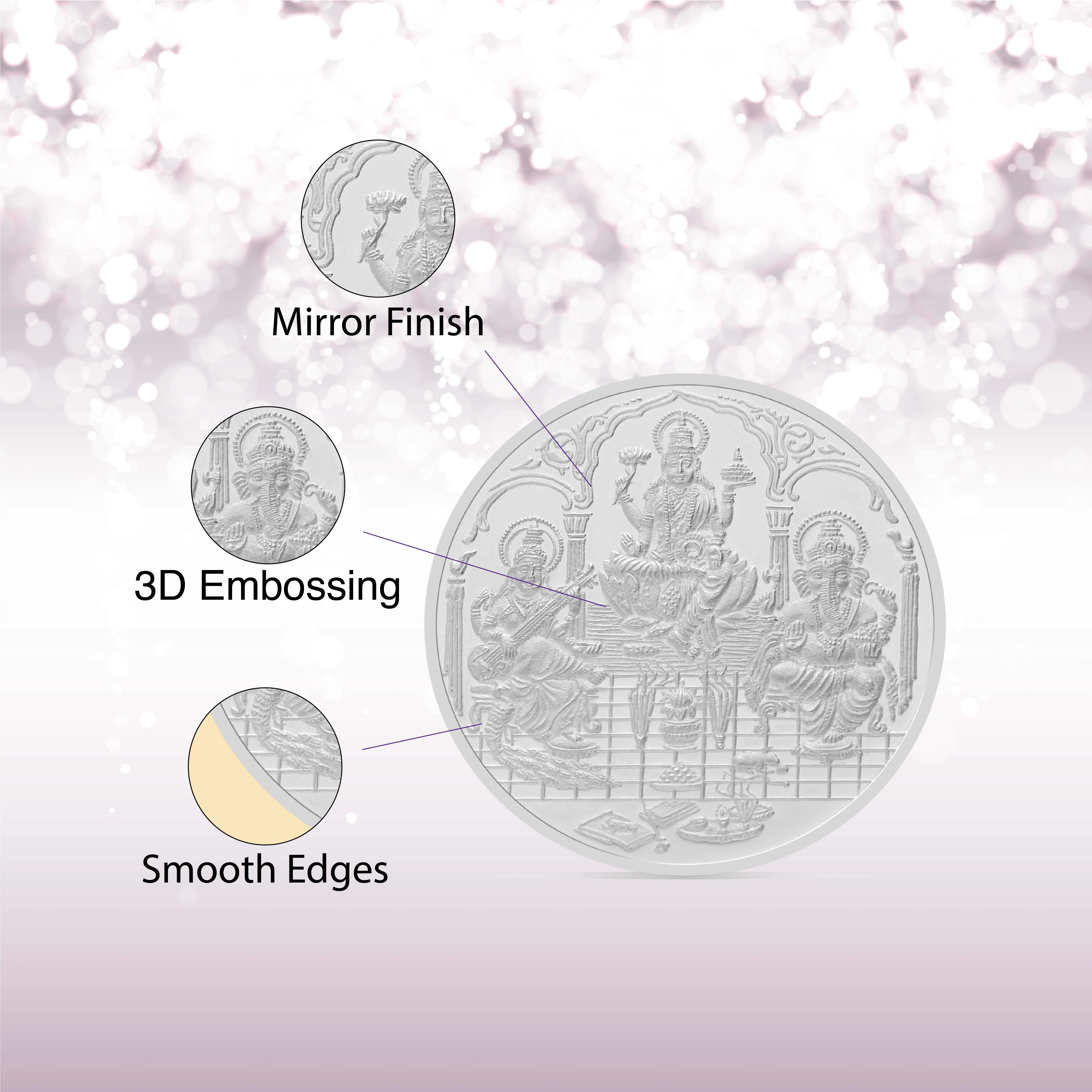 100 gms Silver Trimurti Coin - Image 4