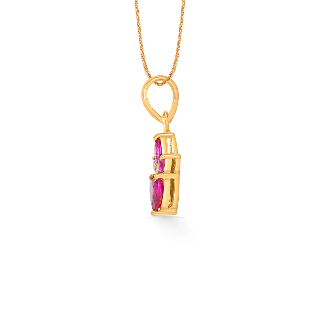 Red Jewel 22 Karat (916) Yellow Gold Heart Pendant For Women - Image 2