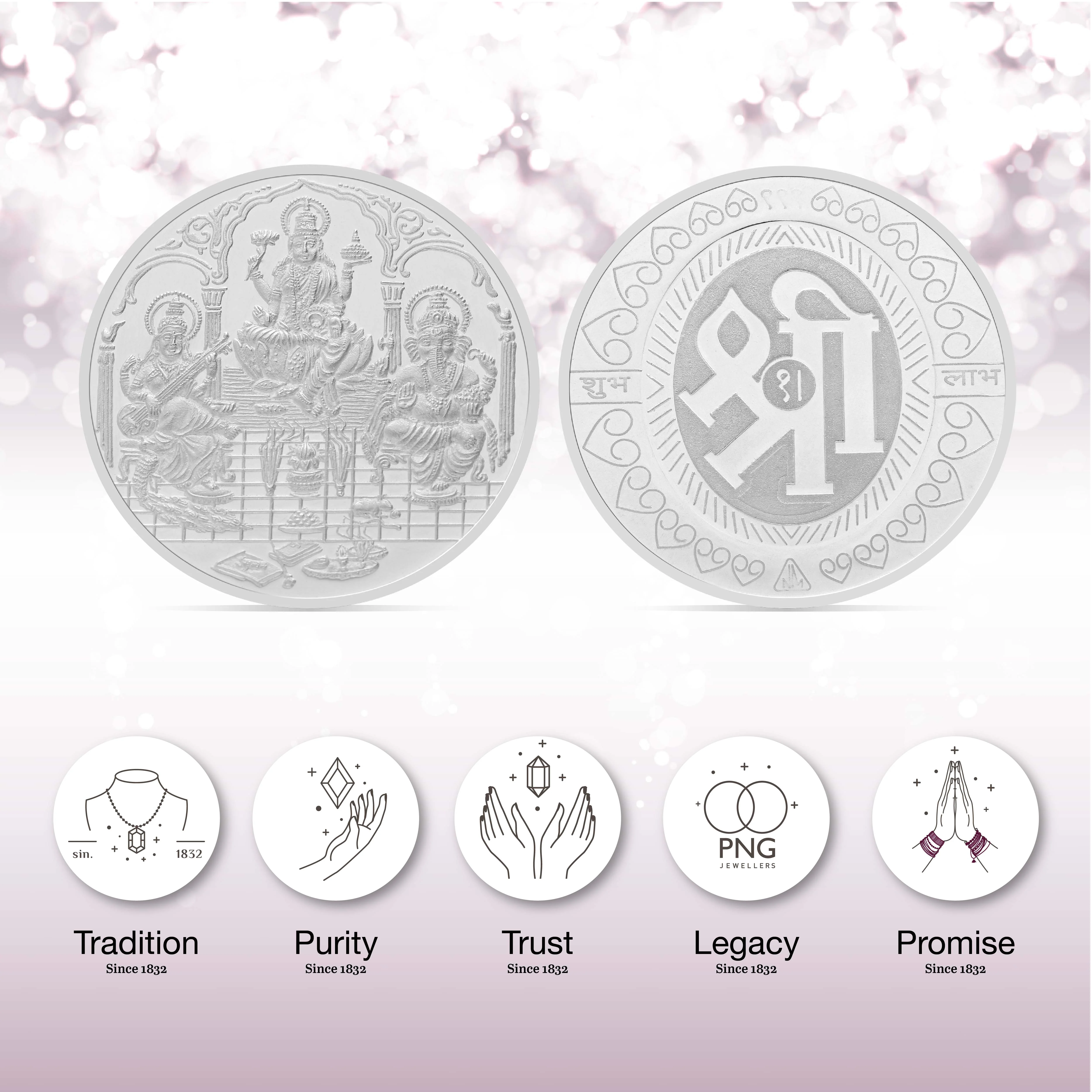 25 gms Silver Trimurti Coin - Image 3