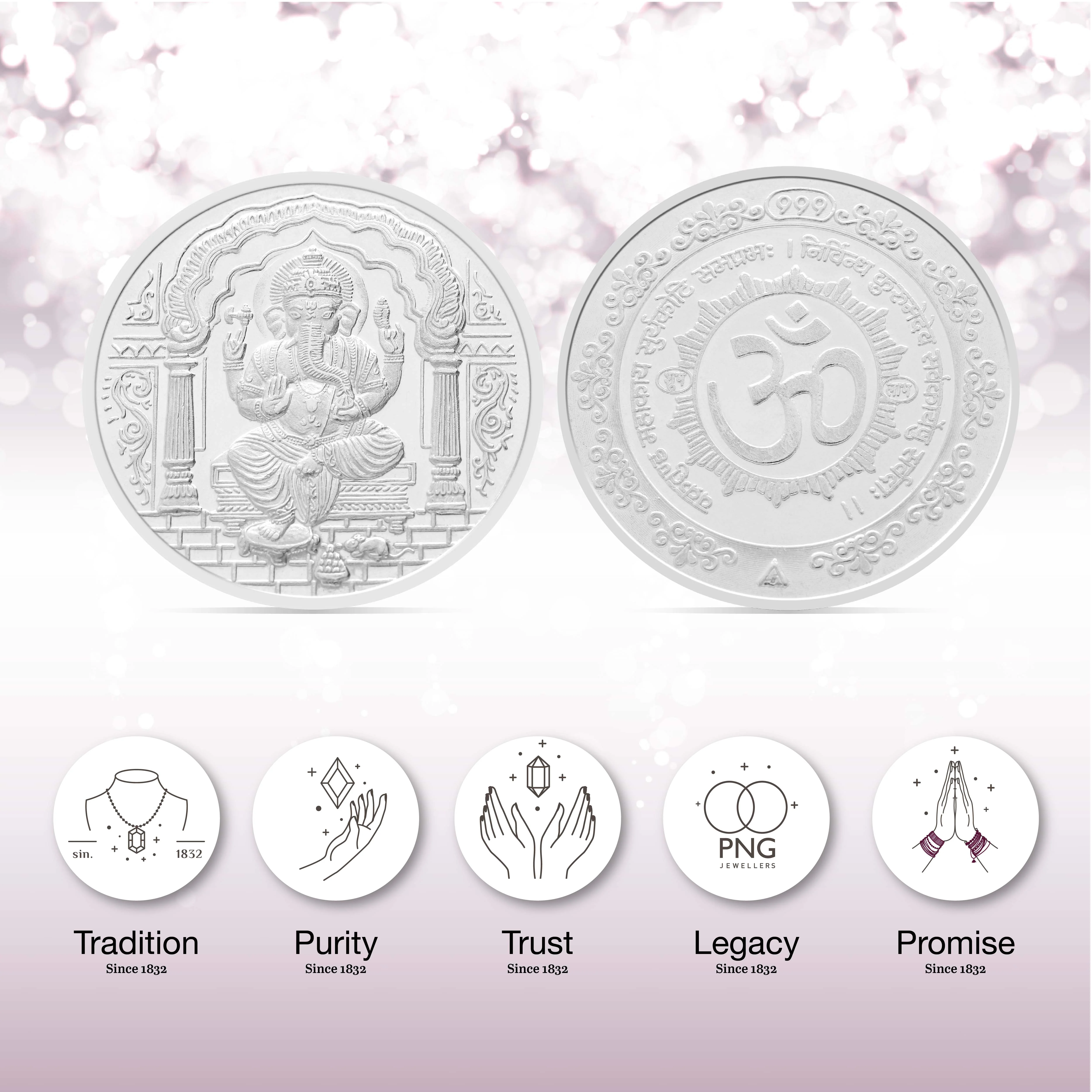 50 gms Ganesha Om Silver Coin - Image 3