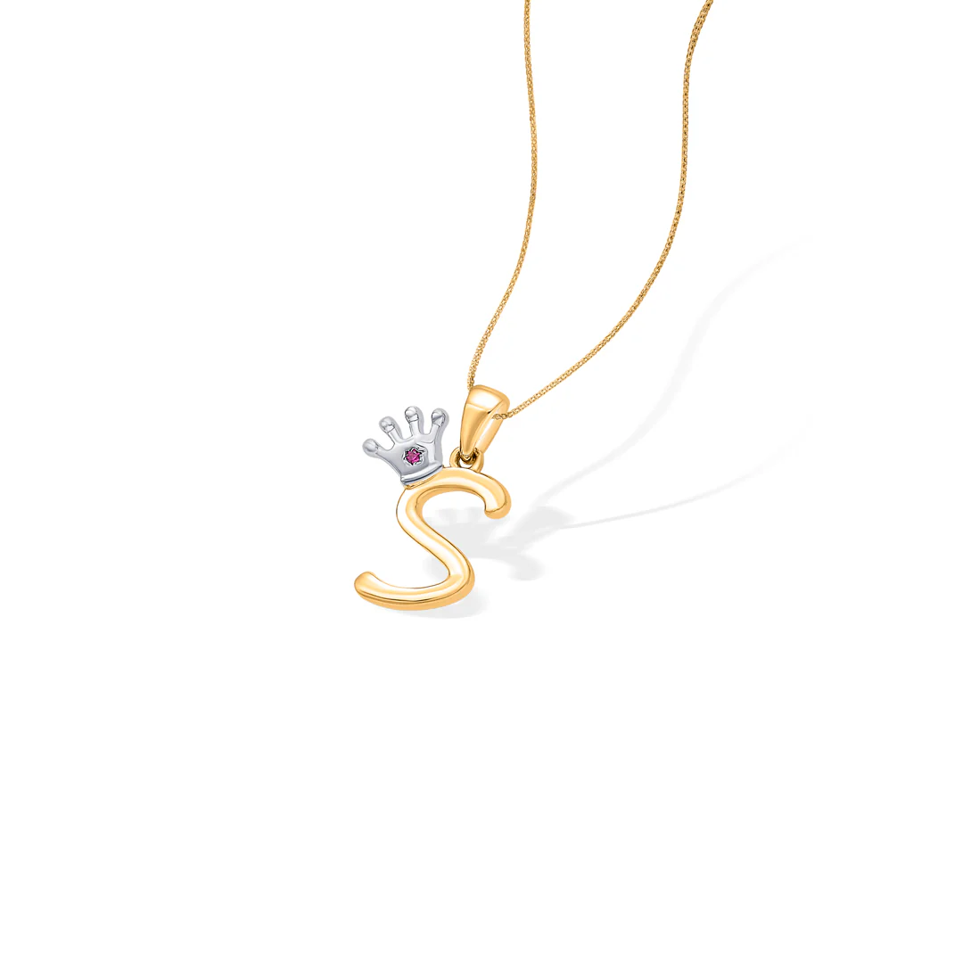 Alphabate S Yellow Gold Pendant For Women - Image 3