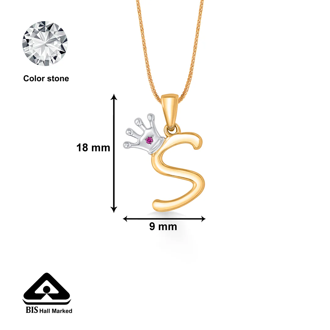 Alphabate S Yellow Gold Pendant For Women - Image 4