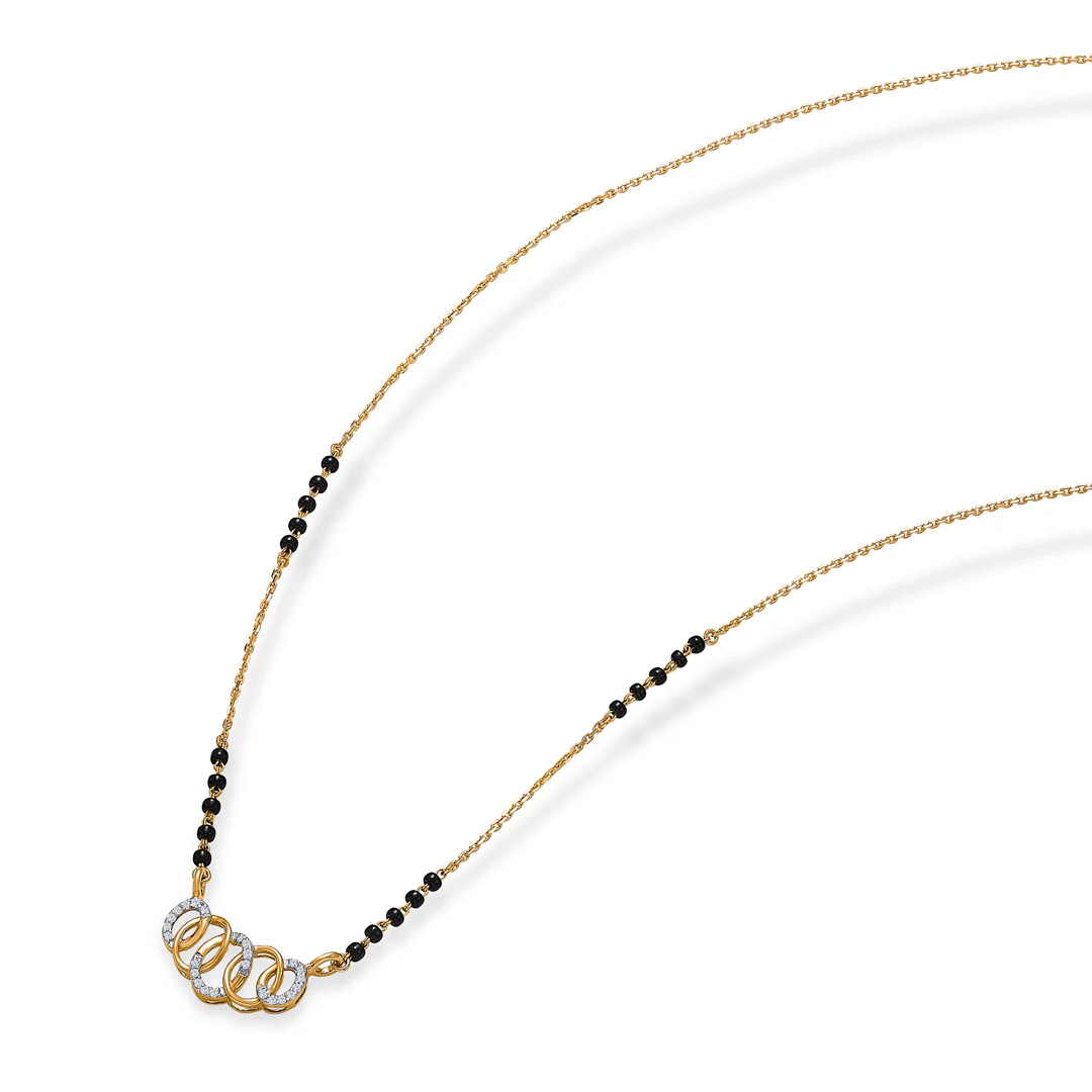 Angelic Glow Gold & Diamond Modern Mangalsutra For Women - Image 3
