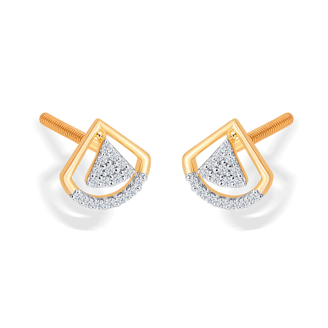 Angles Yellow Gold & Diamond Stud Earring - Image 3