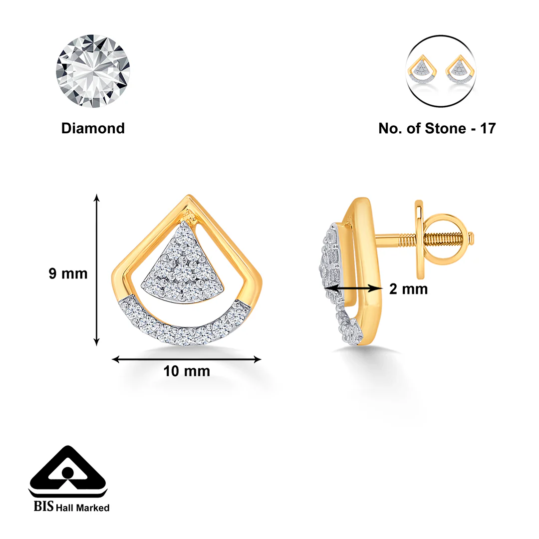 Angles Yellow Gold & Diamond Stud Earring - Image 5