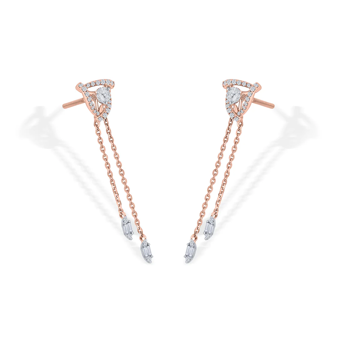 Apex Pyramid Gold Stud Diamond Earring for Women - Image 3