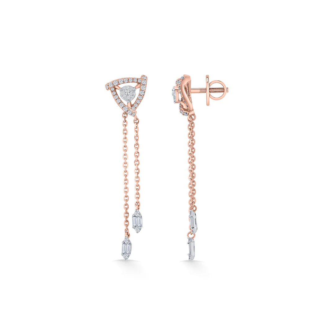 Apex Pyramid Gold Stud Diamond Earring for Women - Image 4