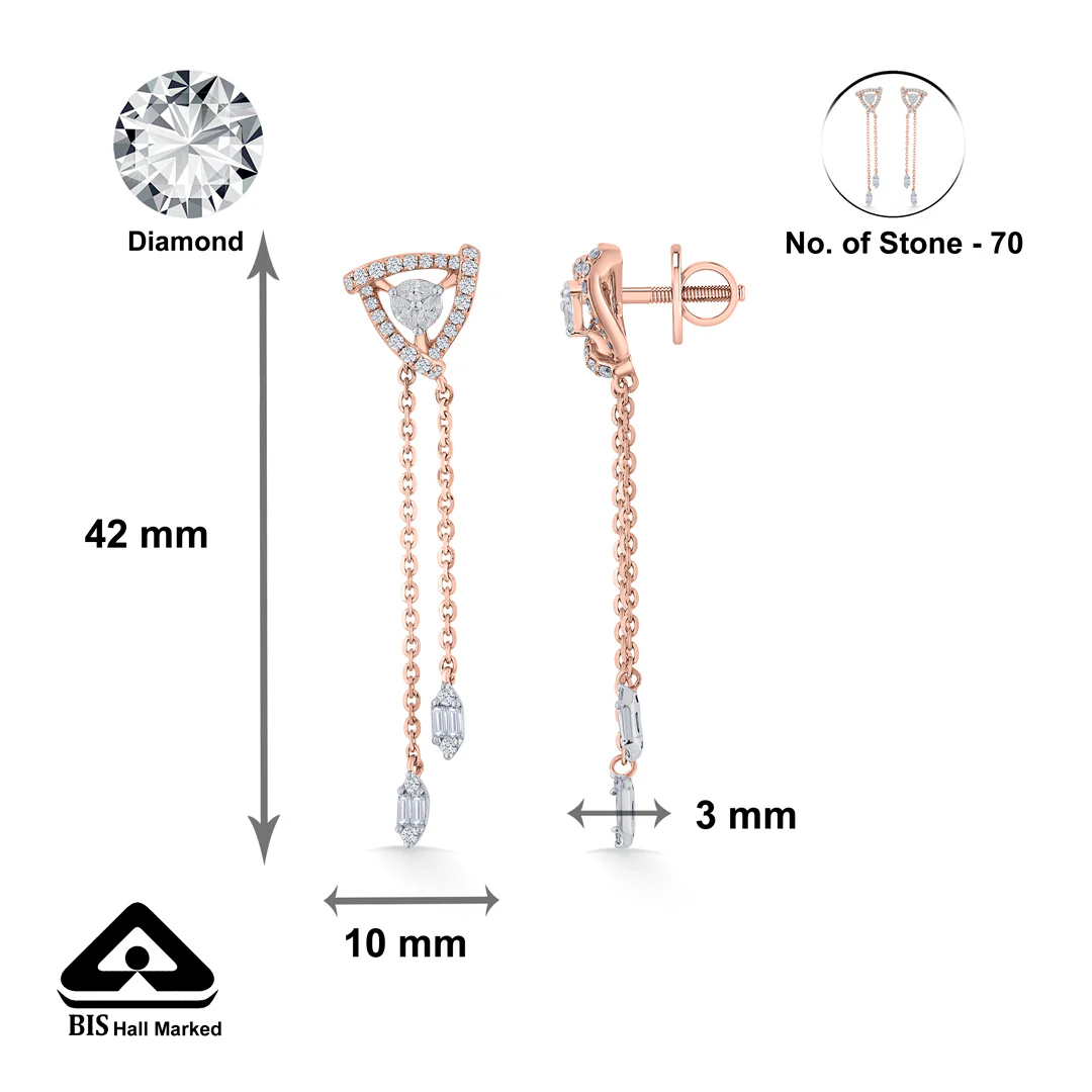 Apex Pyramid Gold Stud Diamond Earring for Women - Image 5