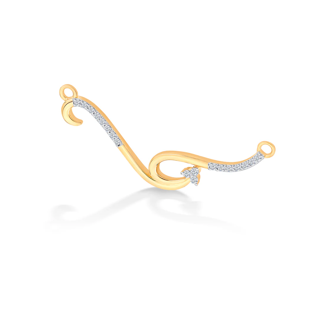 Arch Yellow Gold & Diamond Tanmaniya Mangalsutra For Women - Image 3