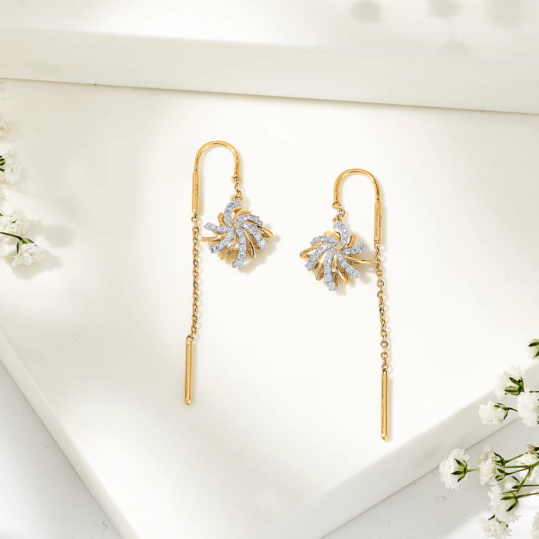 Astral Bloom Gold Stud Diamond Earring for Women