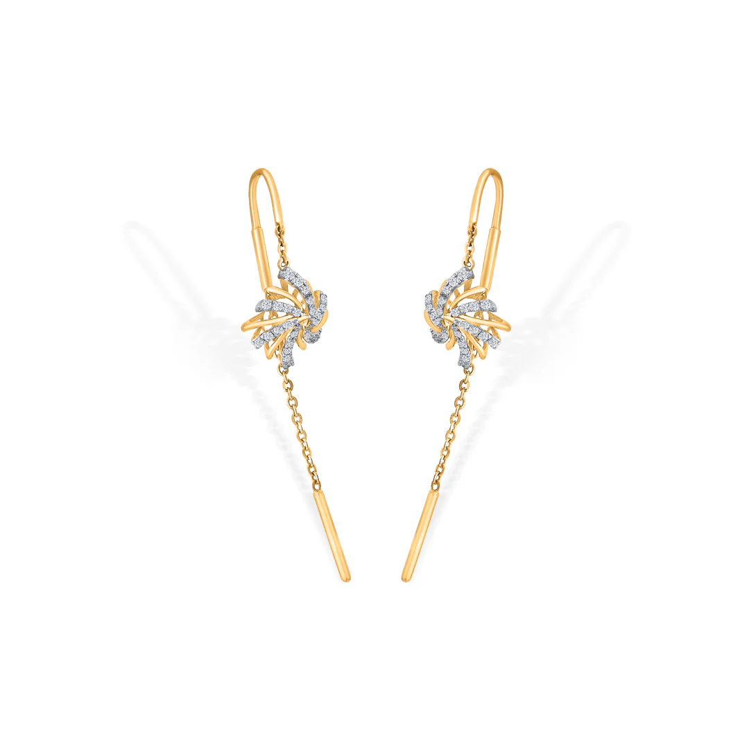 Astral Bloom Gold Stud Diamond Earring for Women - Image 3