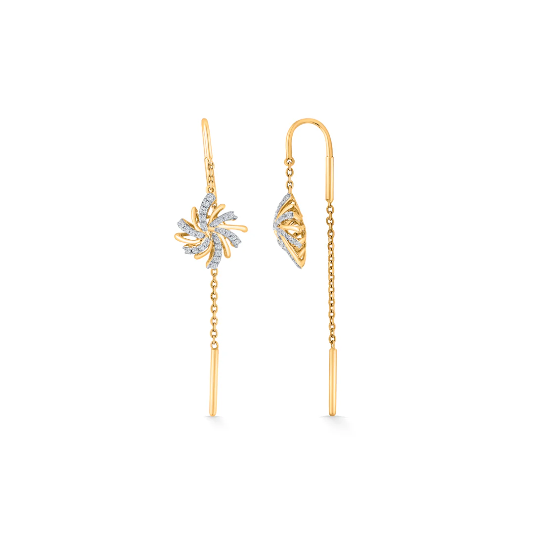 Astral Bloom Gold Stud Diamond Earring for Women - Image 4