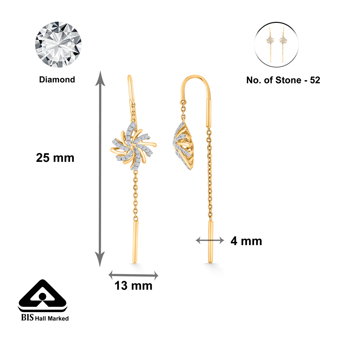 Astral Bloom Gold Stud Diamond Earring for Women - Image 5
