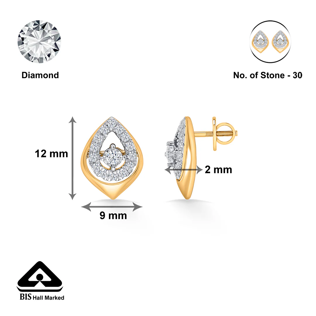 Astral Gold & Diamond Stud Earring For Women - Image 5