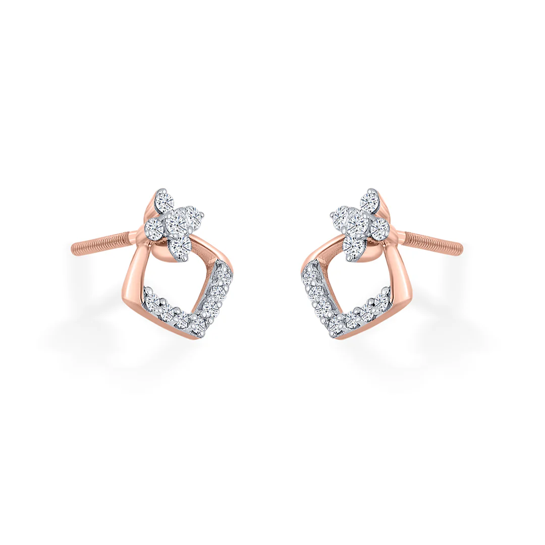 Aurora Crest Rose Gold Stud Diamond Earring For Women - Image 3