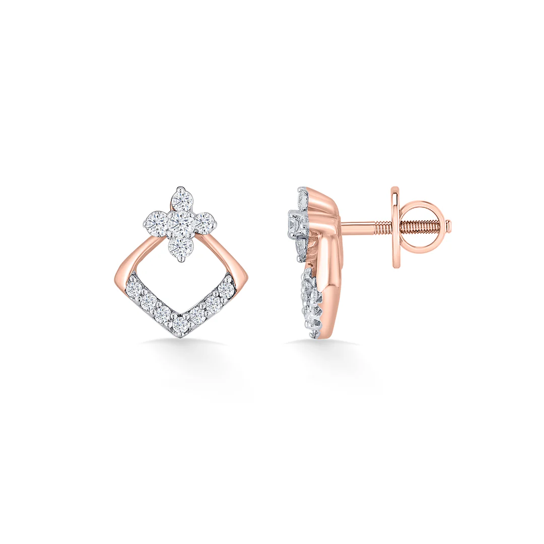Aurora Crest Rose Gold Stud Diamond Earring For Women - Image 4