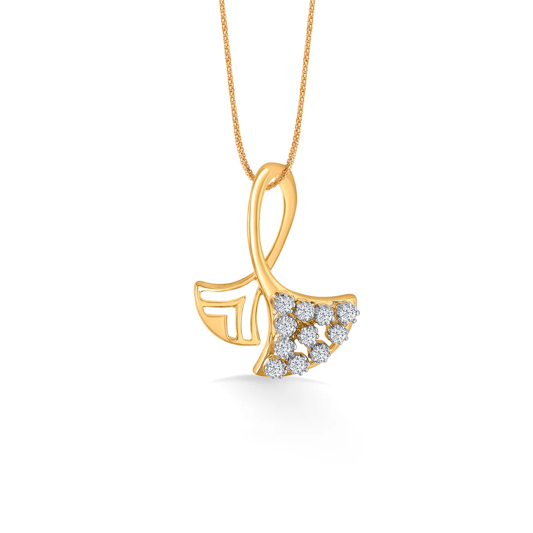 Aurora Ripple Gold & Diamond Pendant Set For Women - Image 2