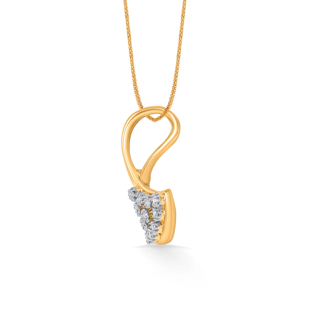 Aurora Ripple Gold & Diamond Pendant Set For Women - Image 3
