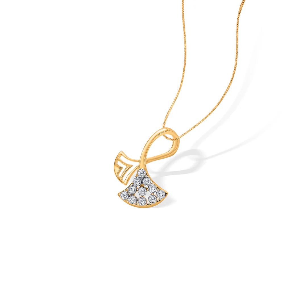 Aurora Ripple Gold & Diamond Pendant Set For Women - Image 4