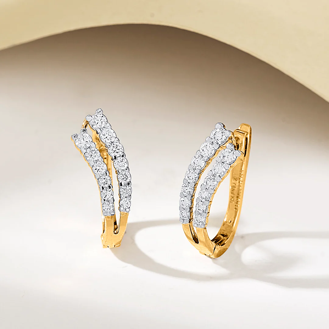 Aurora Twist Gold Stud Diamond Earring for Women