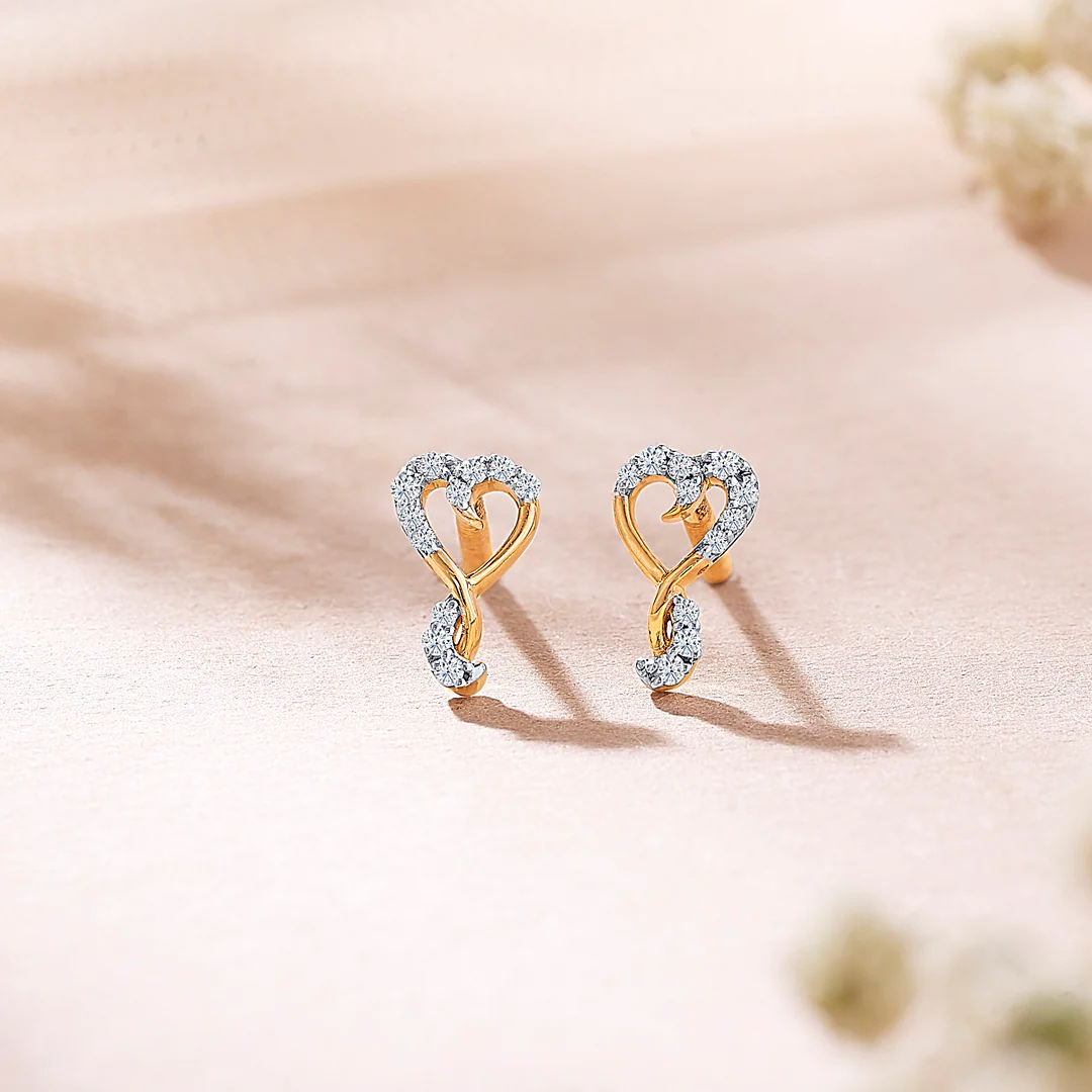 Beloved Yellow Gold & Diamond Stud Earring For Women