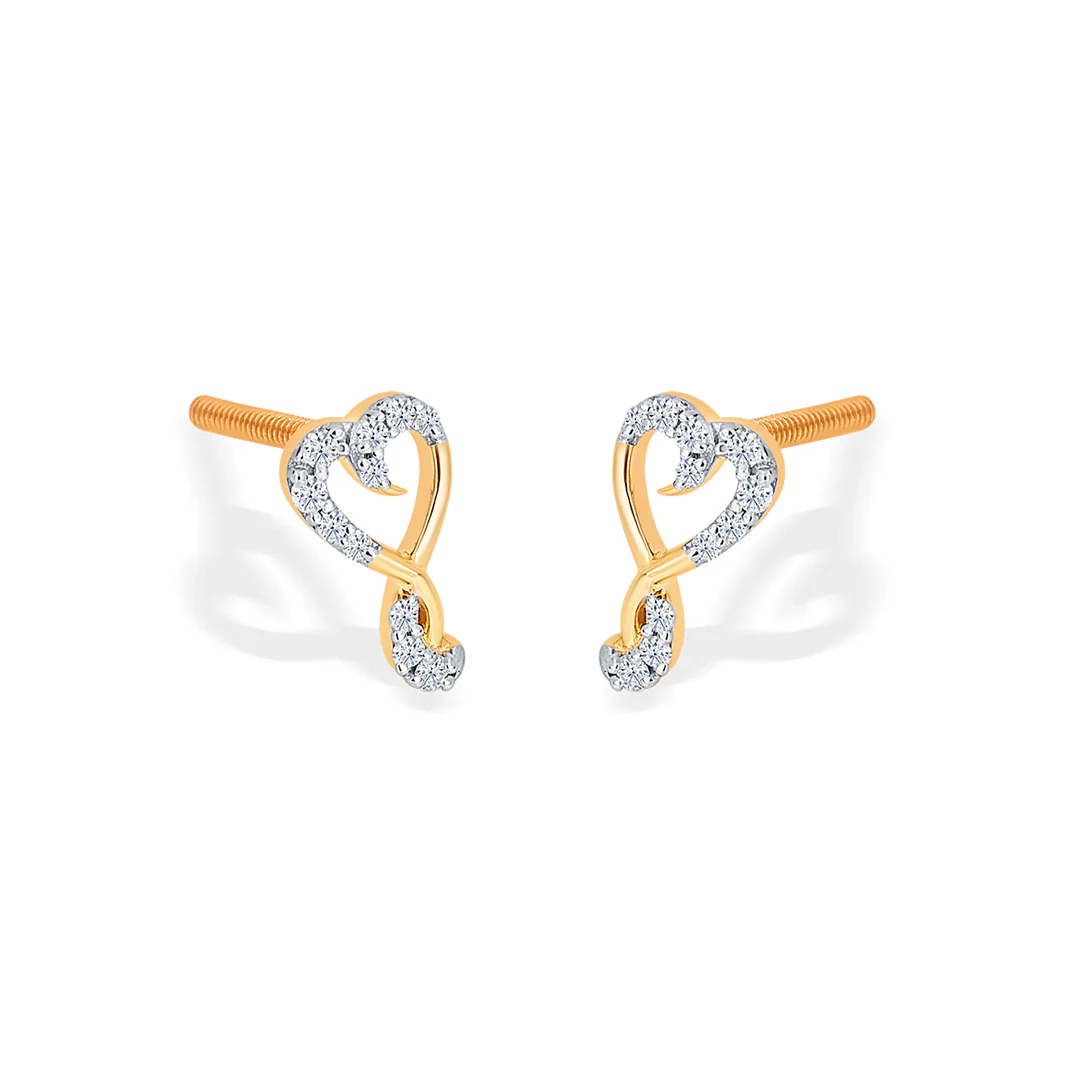 Beloved Yellow Gold & Diamond Stud Earring For Women - Image 3