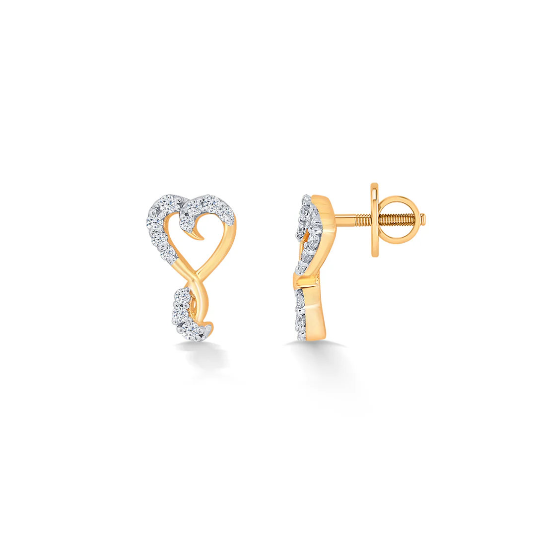 Beloved Yellow Gold & Diamond Stud Earring For Women - Image 4