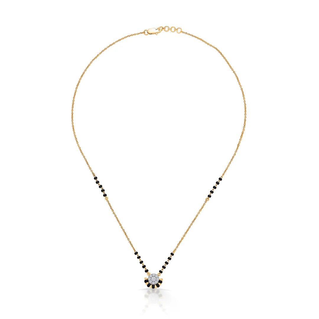 Black Pearl Delight Gold & Diamond Modern Mangalsutra For Women - Image 2
