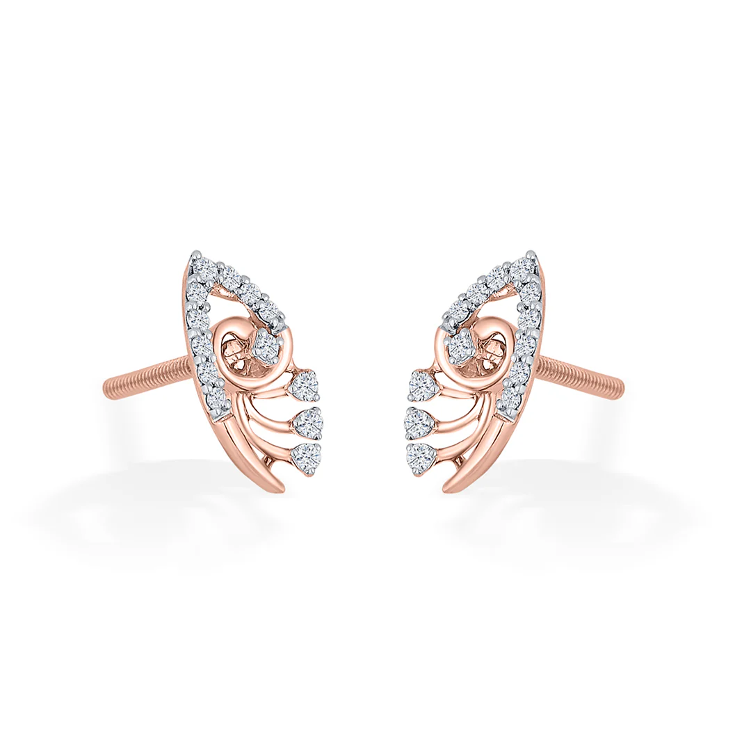 Blossom Veil Rose Gold Stud Diamond Earring For Women - Image 3