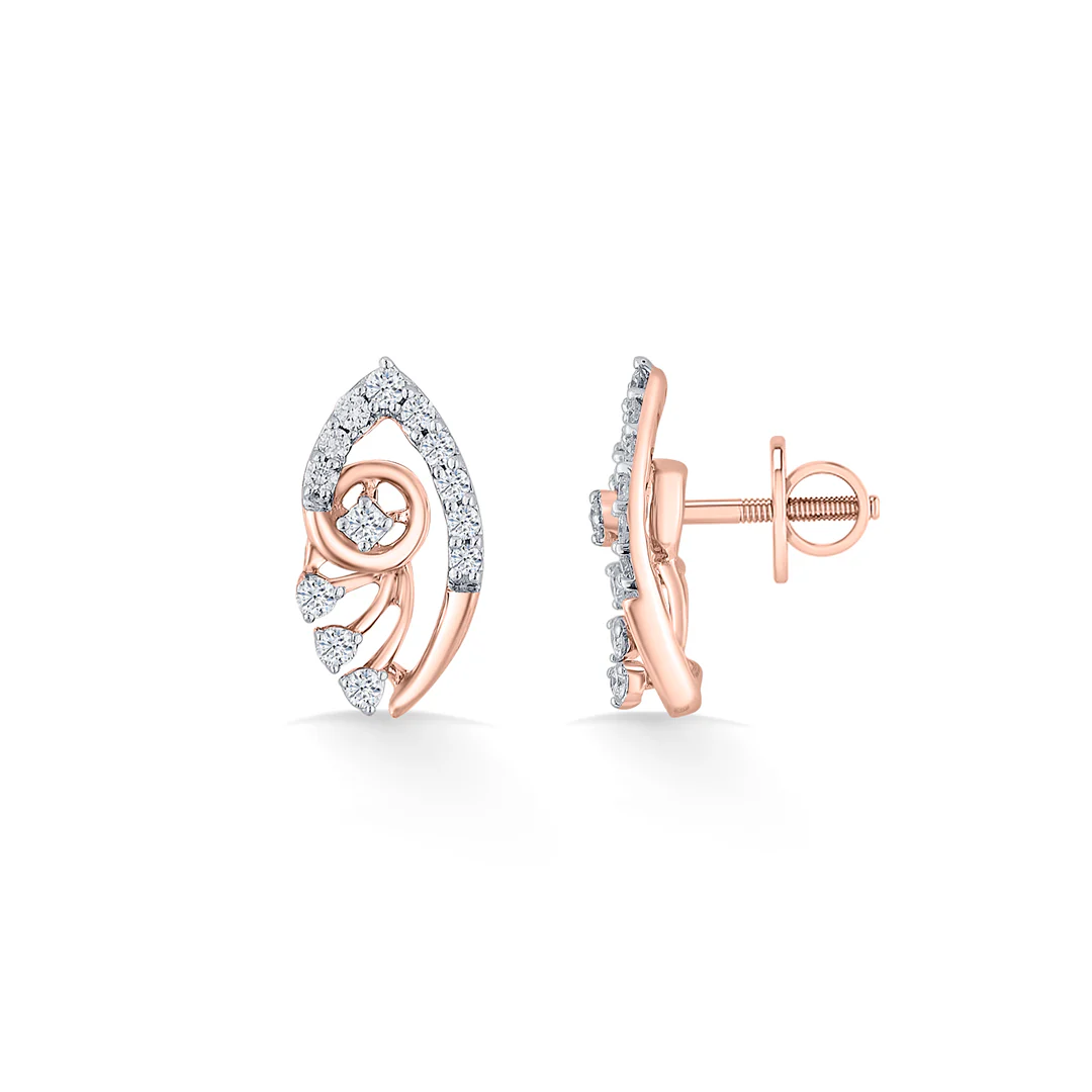 Blossom Veil Rose Gold Stud Diamond Earring For Women - Image 4