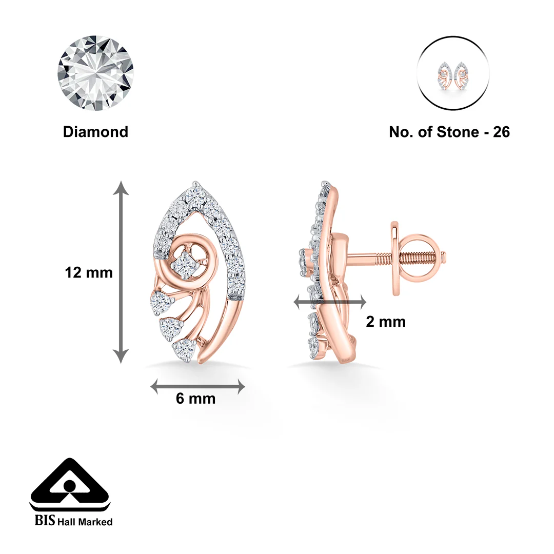 Blossom Veil Rose Gold Stud Diamond Earring For Women - Image 5