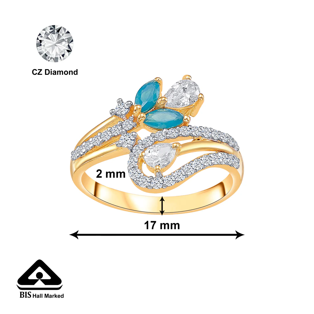 Blue Cascade Gold Fashion Ring For Women - Image 2