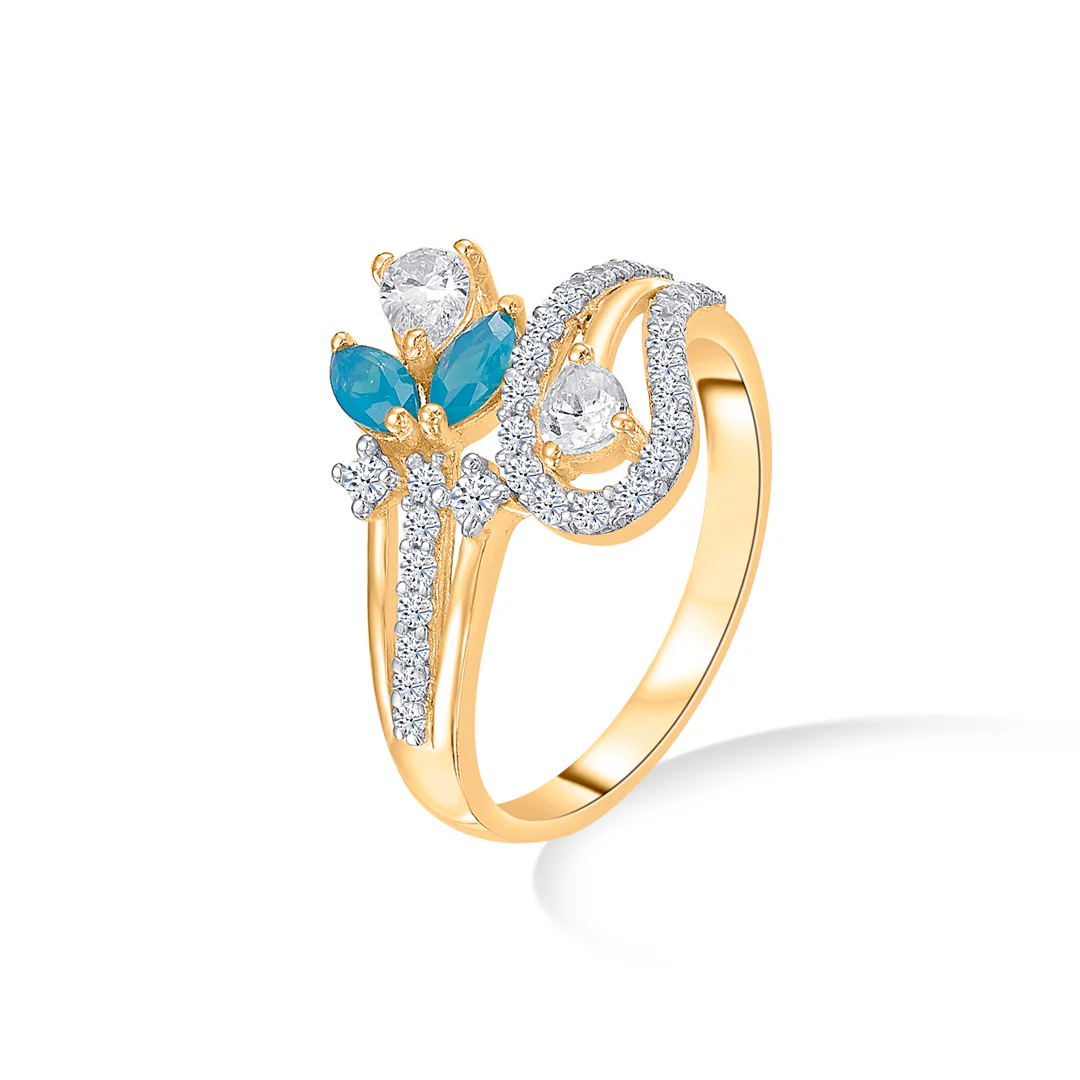 Blue Cascade Gold Fashion Ring For Women - Image 3