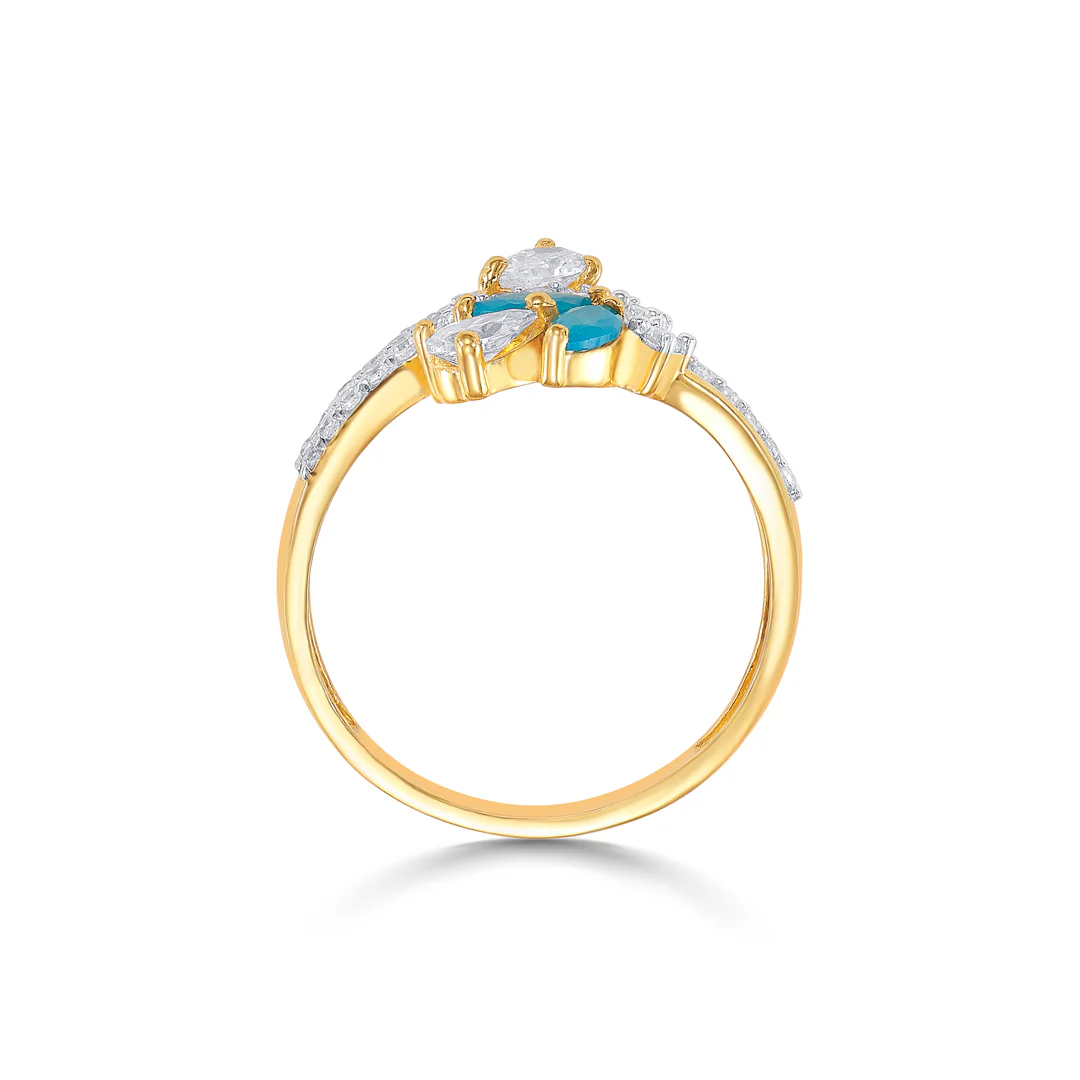 Blue Cascade Gold Fashion Ring For Women - Image 4
