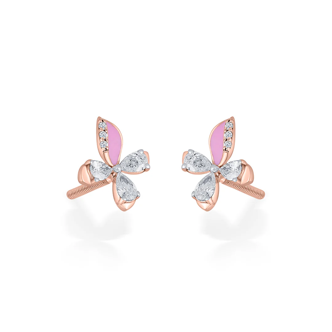 Blush Fly Gold Stud Diamond Earring for Women - Image 3