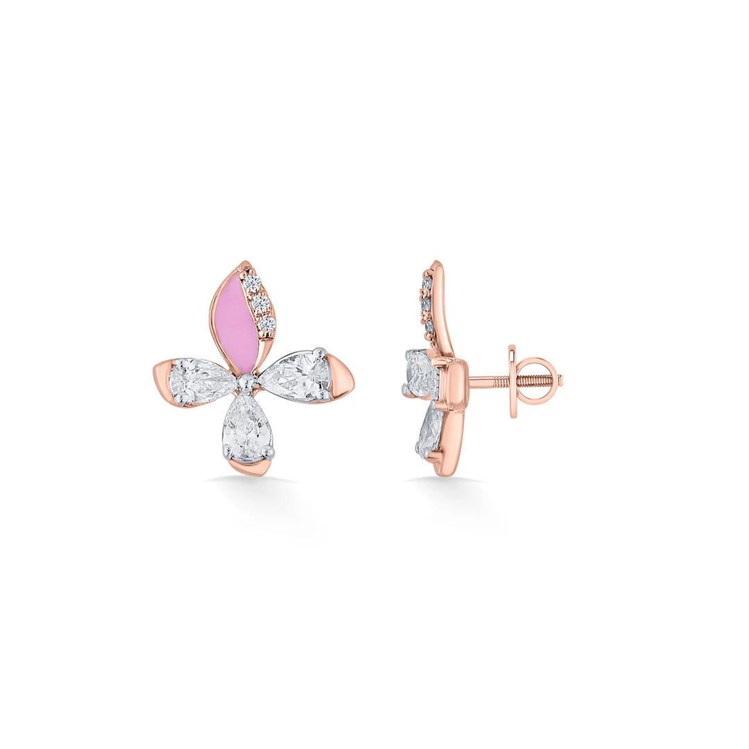 Blush Fly Gold Stud Diamond Earring for Women - Image 4
