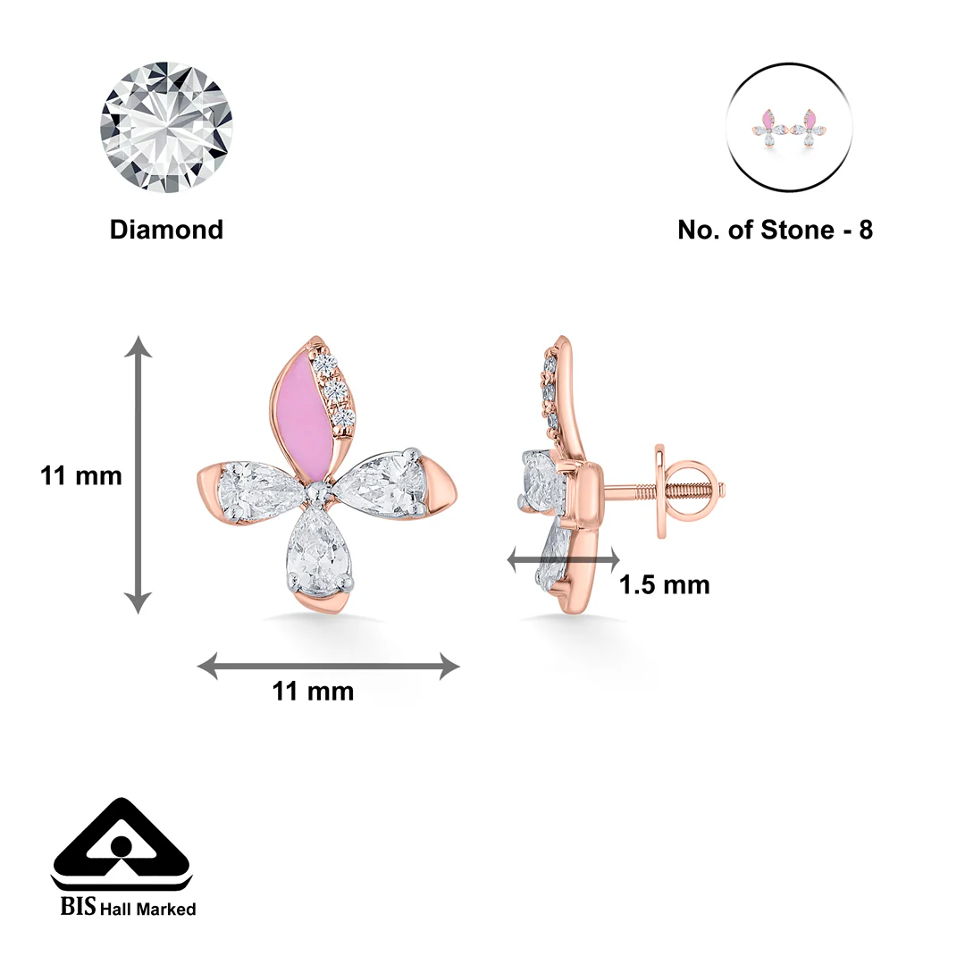 Blush Fly Gold Stud Diamond Earring for Women - Image 5
