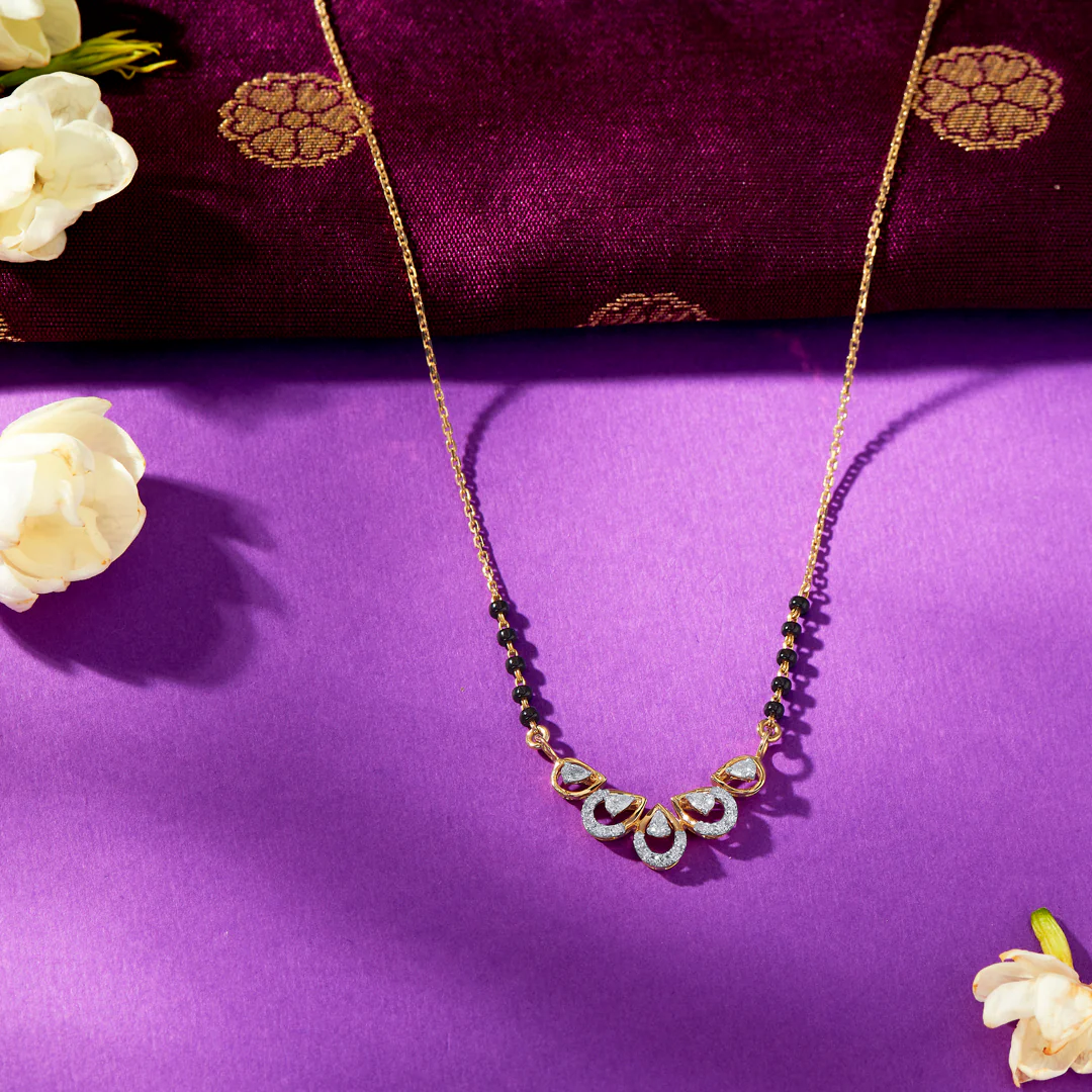 Bonded Hearts Gold & Diamond Modern Mangalsutra For Women
