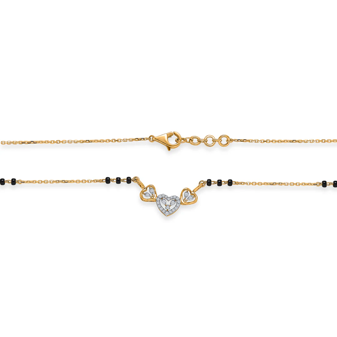 Bonded Hearts Gold & Diamond Modern Mangalsutra For Women - Image 3