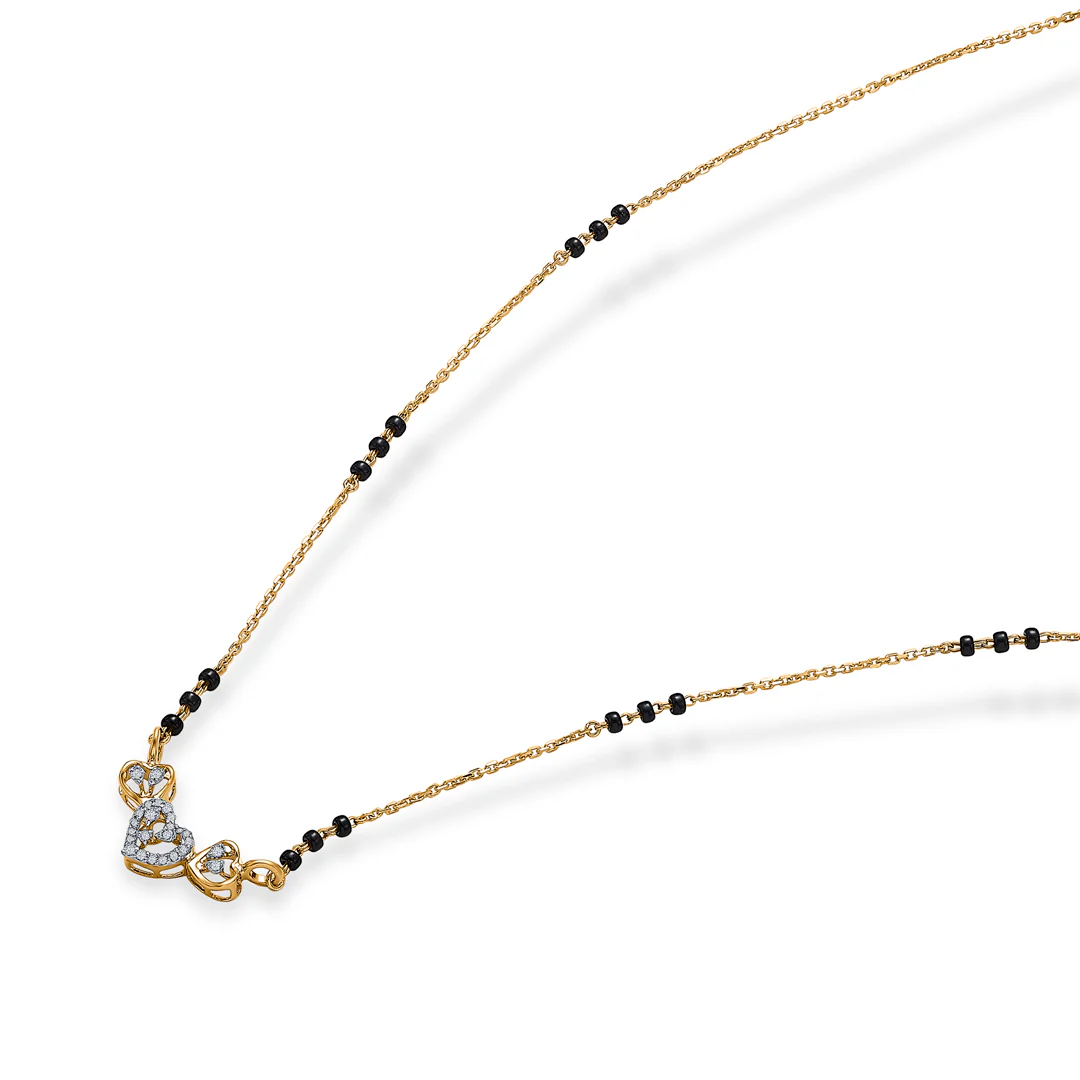 Bonded Hearts Gold & Diamond Modern Mangalsutra For Women - Image 4