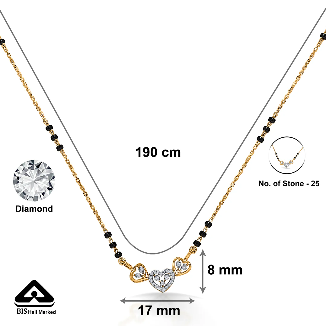 Bonded Hearts Gold & Diamond Modern Mangalsutra For Women - Image 5