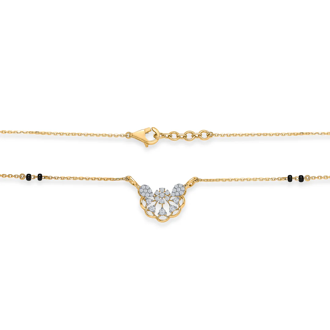 Botanic Bloom Gold & Diamond Modern Mangalsutra For Women - Image 4