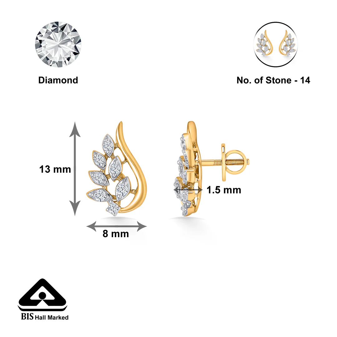Botanical Glow Gold Stud Earring For Women - Image 5