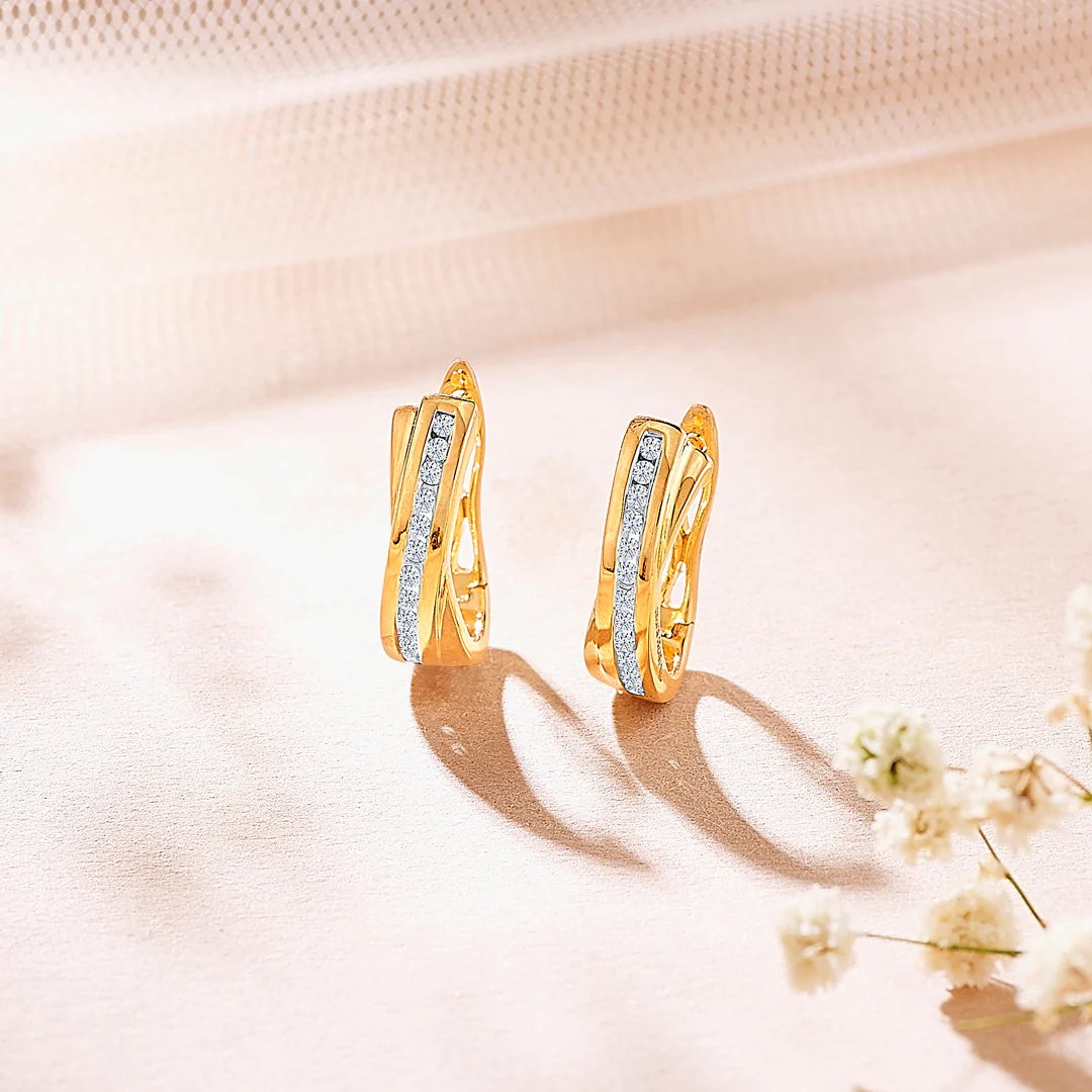 Botanical Yellow Gold & Diamond Hoops & Huggies Earring