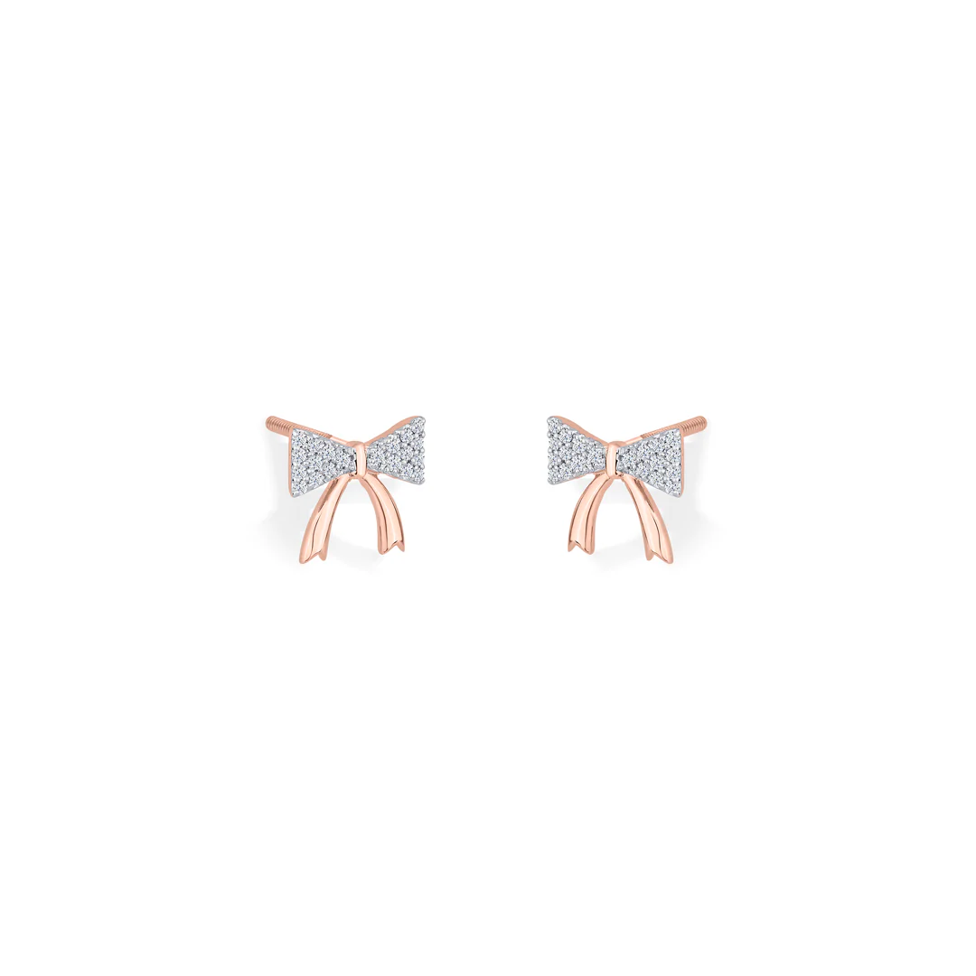 Bow Belle Rose Gold Stud Diamond Earring For Women - Image 3