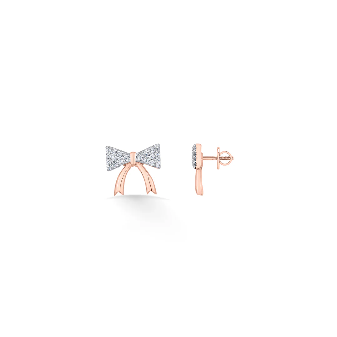 Bow Belle Rose Gold Stud Diamond Earring For Women - Image 4
