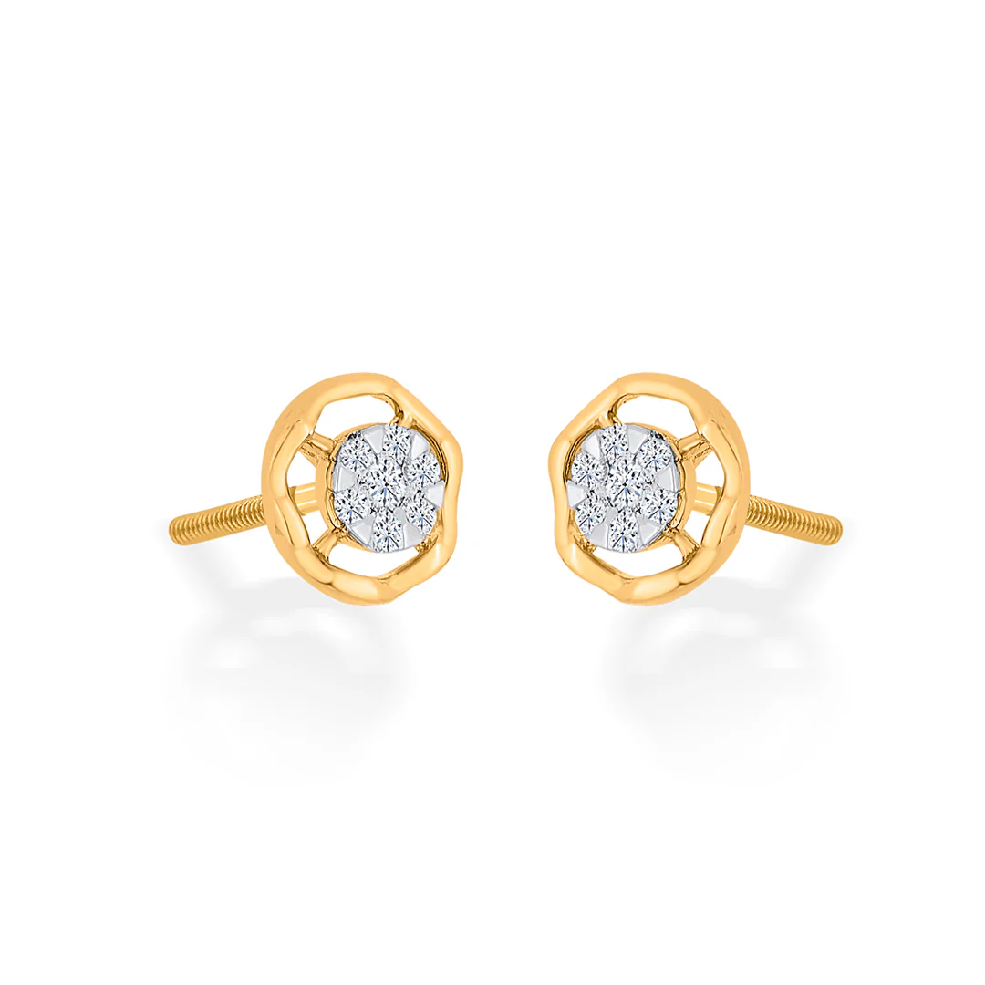 Brilliant Orb Gold Stud Diamond Earring for Women - Image 3