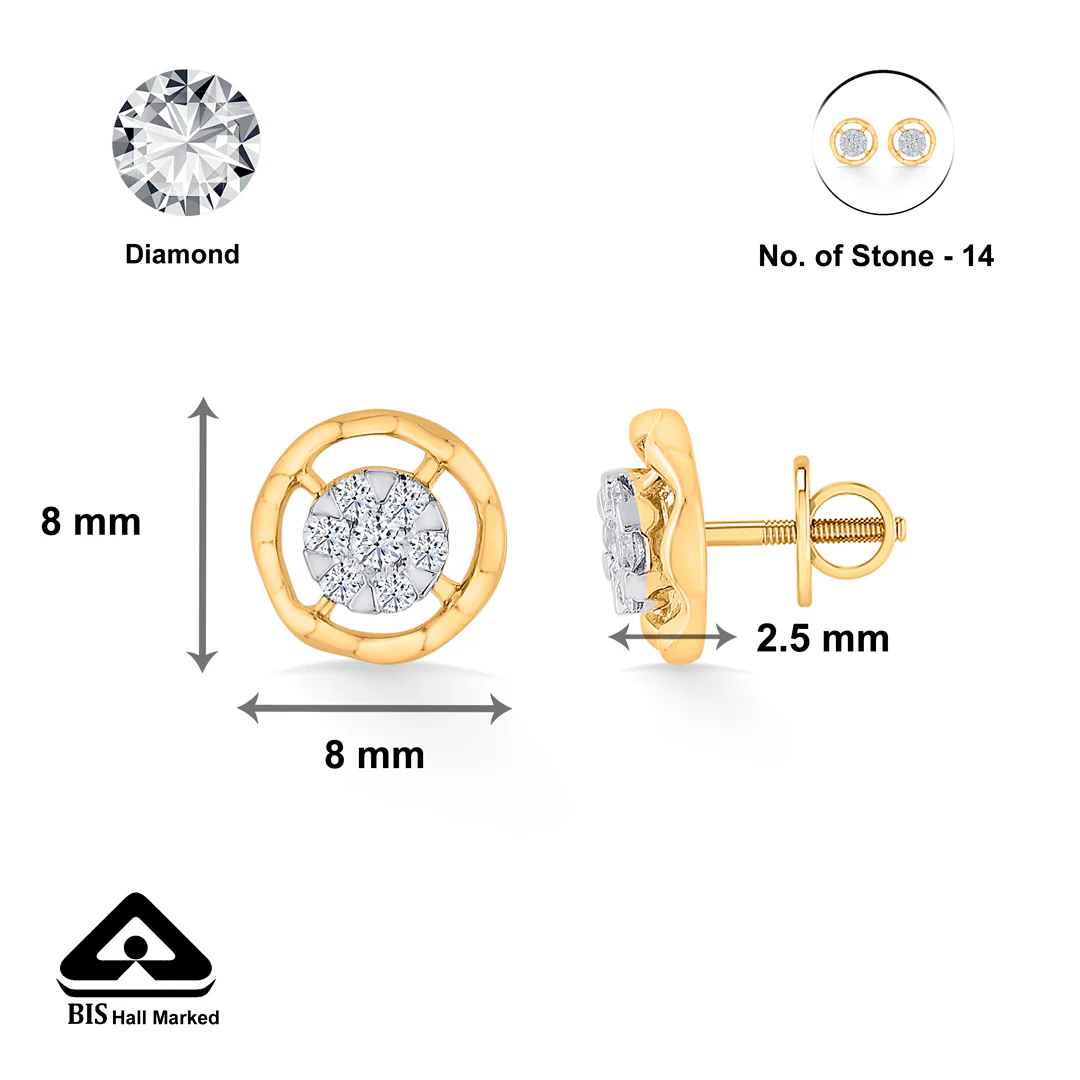 Brilliant Orb Gold Stud Diamond Earring for Women - Image 5