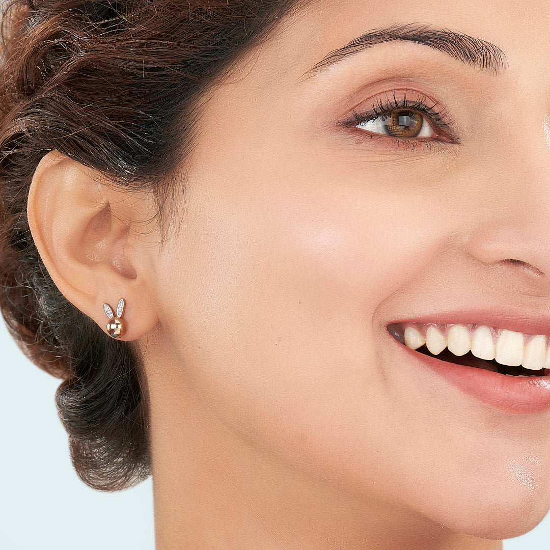 Bunny Bliss Rose Gold Stud Diamond Earring For Women - Image 2