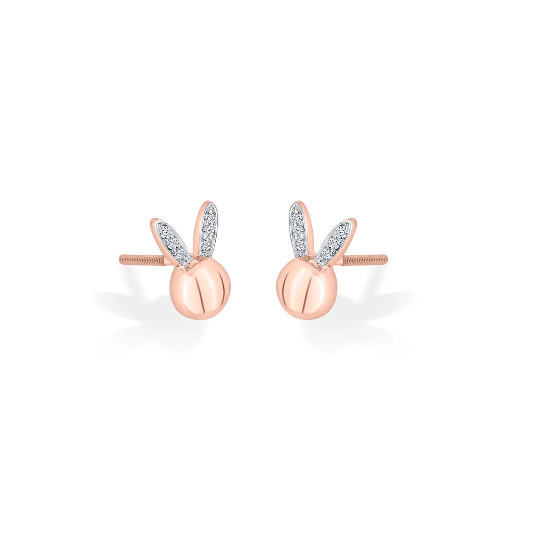 Bunny Bliss Rose Gold Stud Diamond Earring For Women - Image 3